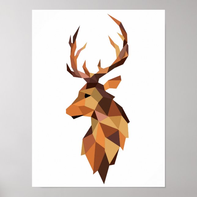 Affiche Conception géométrique des cerfs WPAP | imprimable (Devant)