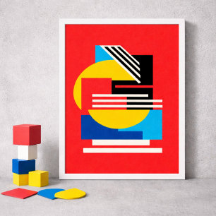Affiche Conception Géométrique Vibrante en Formes Minimali