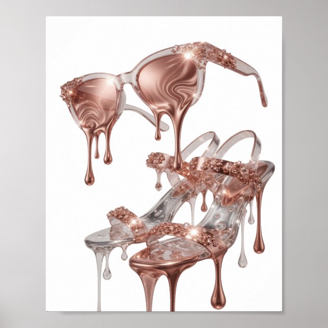 Affiche Conception GLAMOUR OR ROSE Or chic (Devant)