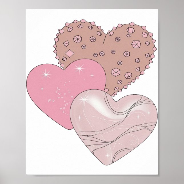 Affiche Conception graphique cœurs et étoiles argent dynam (Devant)