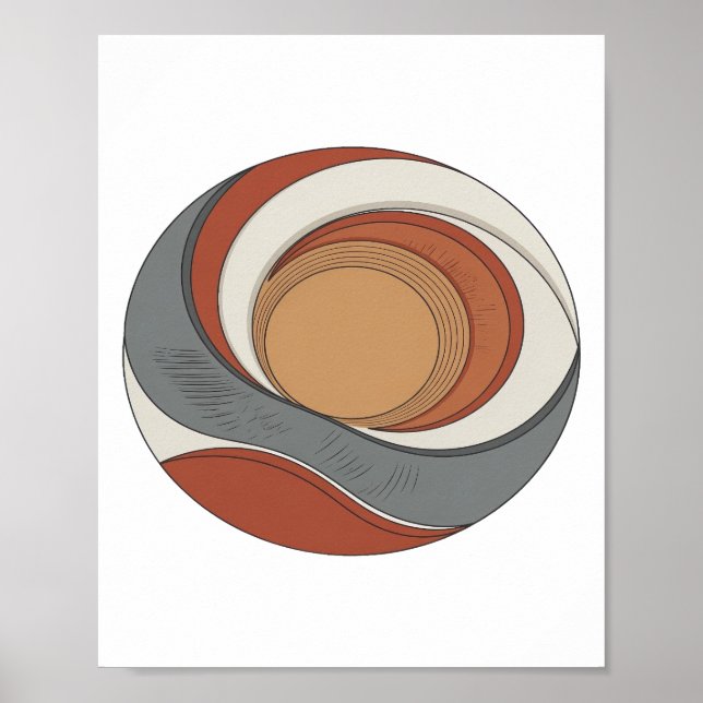 Affiche Conception graphique d'art abstrait gris WITTY v2 (Devant)