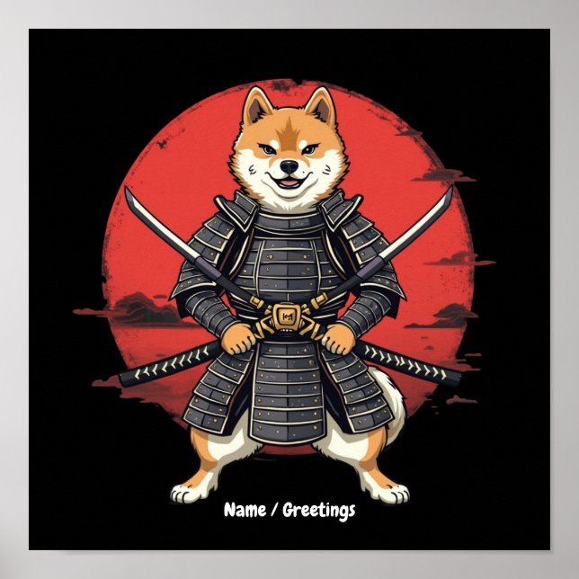 Affiche Conception graphique de Shiba Inu Samurai d'art ja (Devant)
