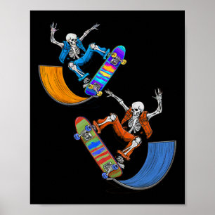 Affiche Conception Graphique De Skateboard Squelette Vinta