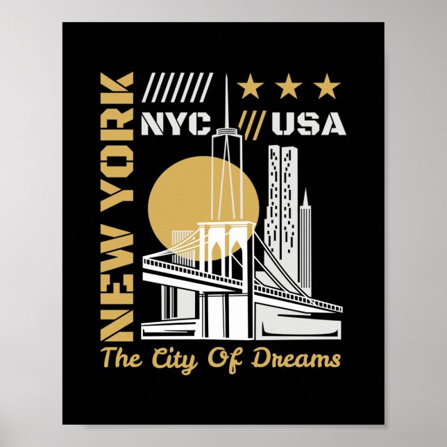 Affiche Conception graphique de voyage de la skyline de Ne (Devant)