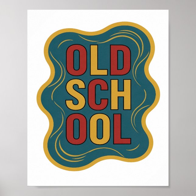 Affiche Conception graphique jaune branché OLD SCHOOL (Devant)