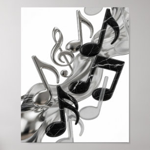 Affiche Conception graphique MUSIC IN MOTION argentée élég
