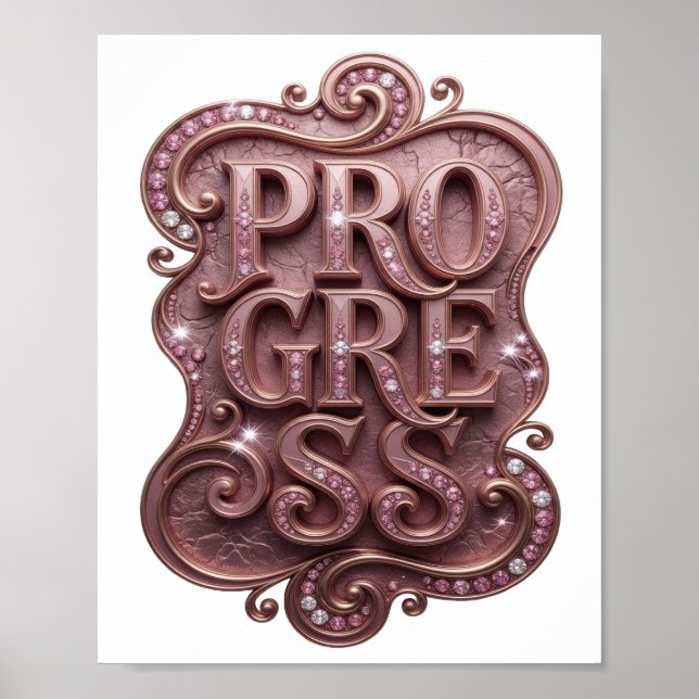 Affiche Conception graphique PROGRESS Or élégant (Devant)