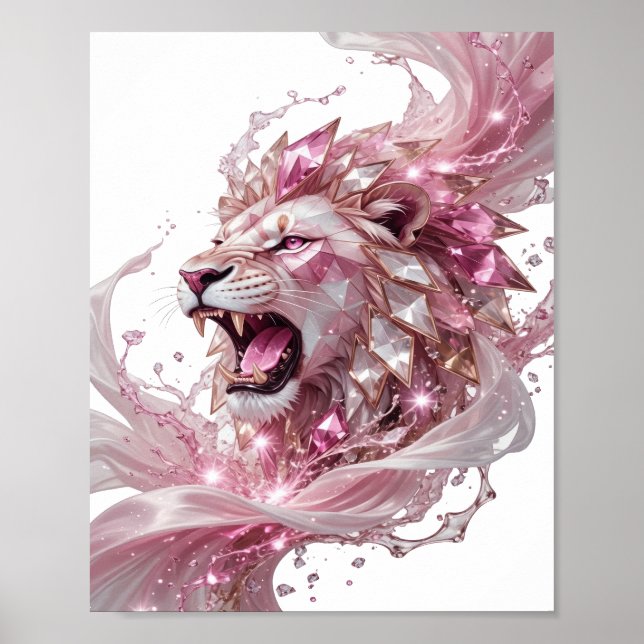 Affiche Conception graphique stylée argentée LION KING (Devant)
