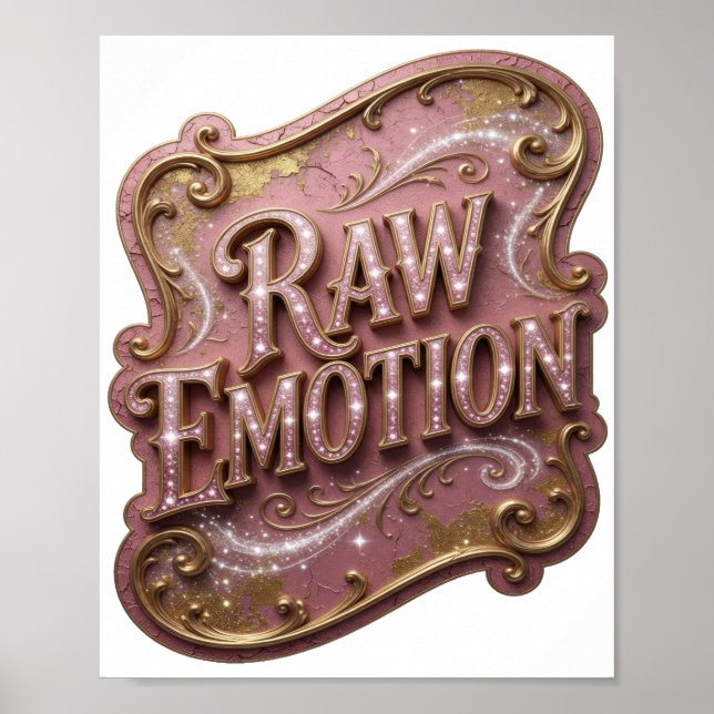 Affiche Conception graphique Vibrant Gold RAW EMOTION (Devant)