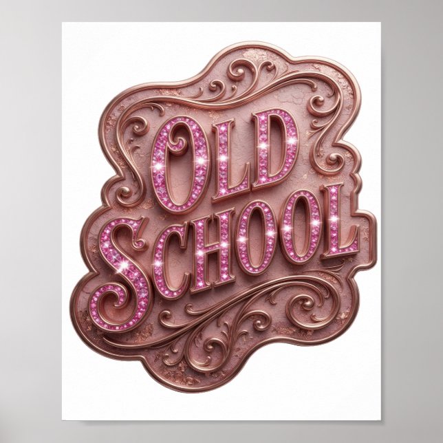 Affiche Conception gras rose Statement OLD SCHOOL (Devant)