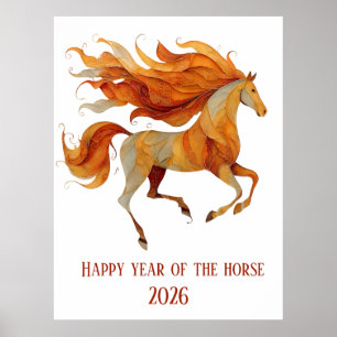 Affiche Conception Joyeuse Année du Cheval 2026