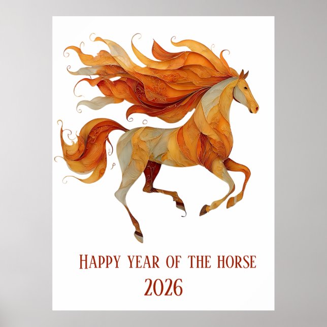Affiche Conception Joyeuse Année du Cheval 2026 (Devant)