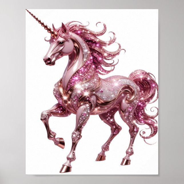 Affiche Conception licorne argentée accrocheuse (Devant)