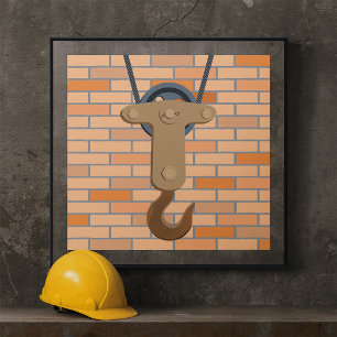 Affiche Conception mécanique Vintage de poulie industriell