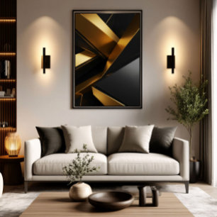 Affiche Conception métallique moderne de luxe en 3D pour m