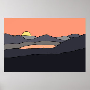 Affiche Conception minimaliste du coucher de soleil de pay