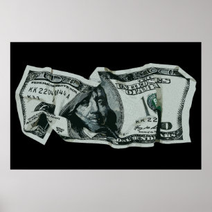 Affiche Conception moderne d'un billet de 100 $ froissé