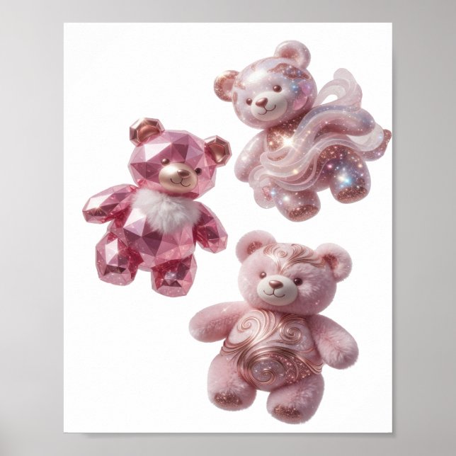 Affiche Conception OURS EN PELUCHE TROIS ROSES Argentée Sn (Devant)