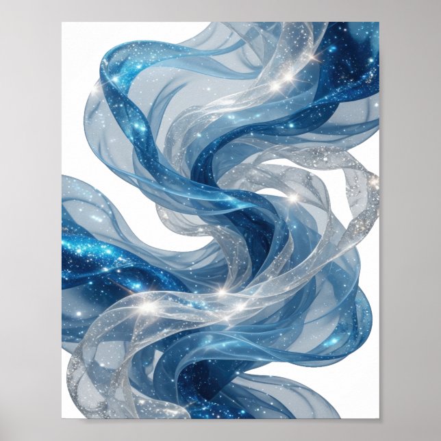 Affiche Conception personnalisée Artistic Silver BLUE STAR (Devant)