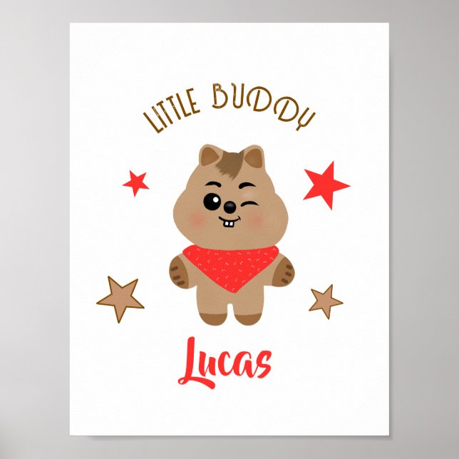 Affiche Conception personnalisée de petit compagnon Quokka (Devant)