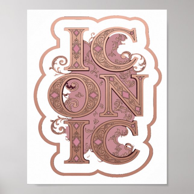 Affiche Conception personnalisée ICONIC rose (Devant)