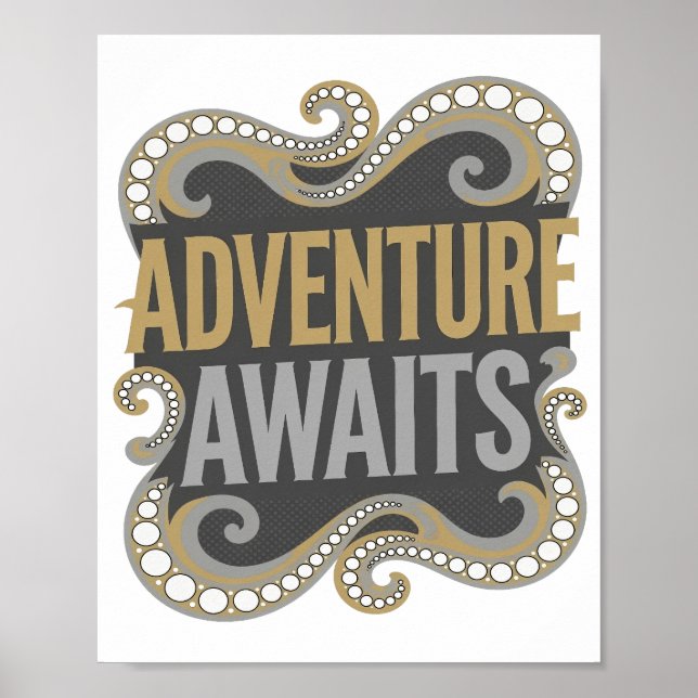 Affiche Conception personnalisée Or Edge AVENTURE ATTEND (Devant)