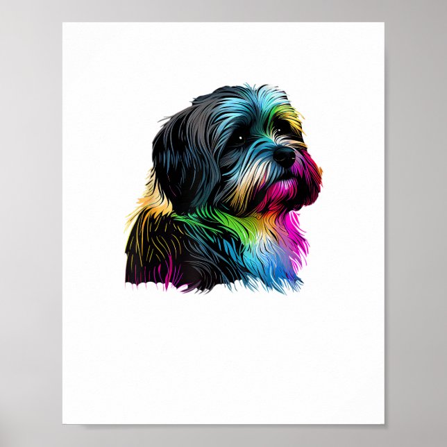 Affiche Conception Pop Art de Chien Havanais Amoureux de H (Devant)