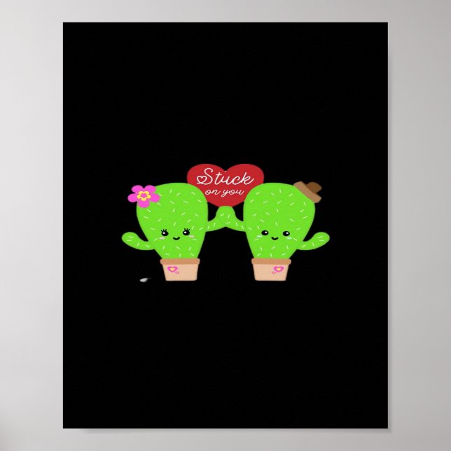 Affiche Conception Réfléchie de Coeur de Plante de Cactus  (Devant)
