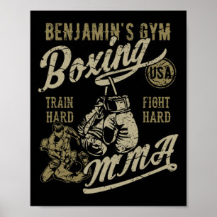 Affiche Conception rétro de gym de boxe mma de Benjamin po