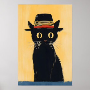 Affiche Conception simple de chat noir mignon