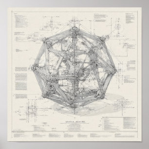 Affiche Conception technique d'ingénierie : Icosaèdre