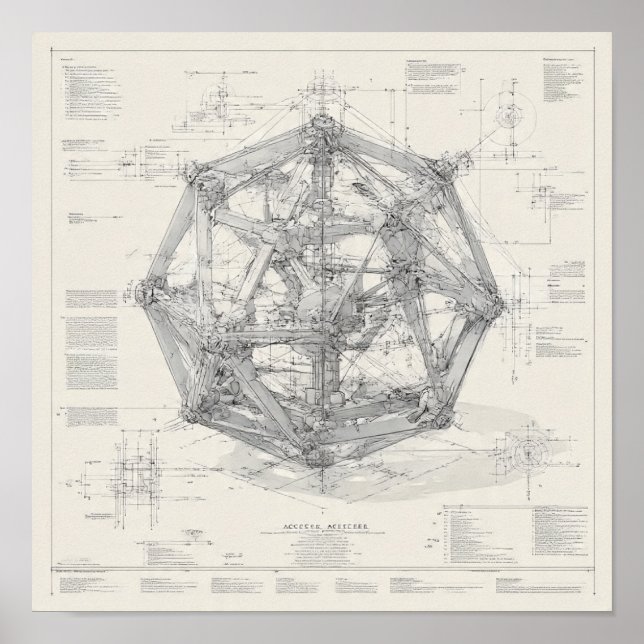 Affiche Conception technique d'ingénierie : Icosaèdre  (Devant)