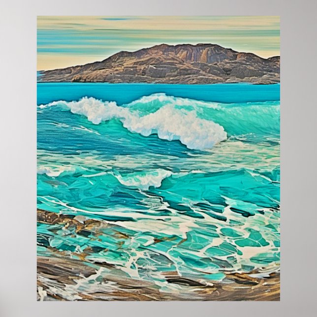 Affiche Conception texturée de la vue sur l'océan (Devant)