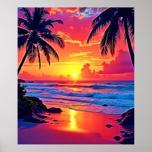 Affiche Conception Tropical Sunset Paradise