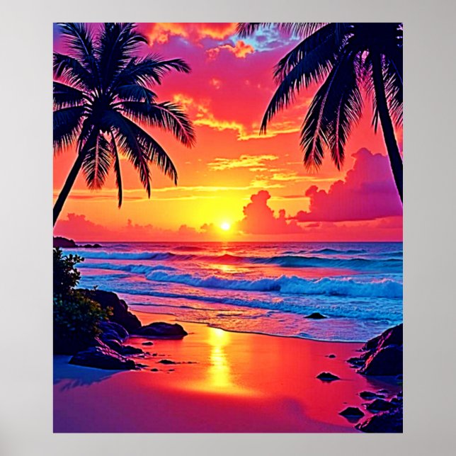 Affiche Conception Tropical Sunset Paradise (Devant)