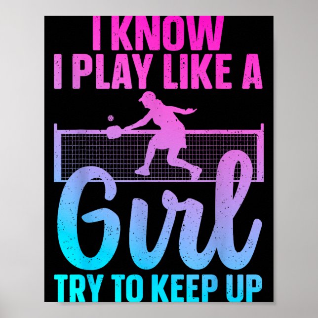 Affiche Conception unique de pickleball pour femmes filles (Devant)