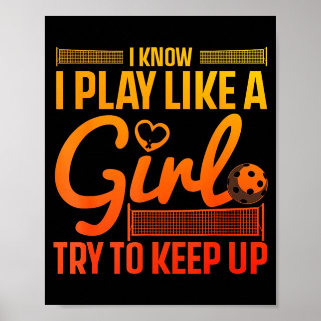 Affiche Conception unique de pickleball pour femmes filles (Devant)