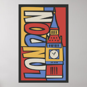 Affiche Conception vibrante de Londres, Angleterre  