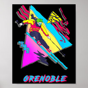 Affiche Conception vibrante de ski avec texte grenoble ski