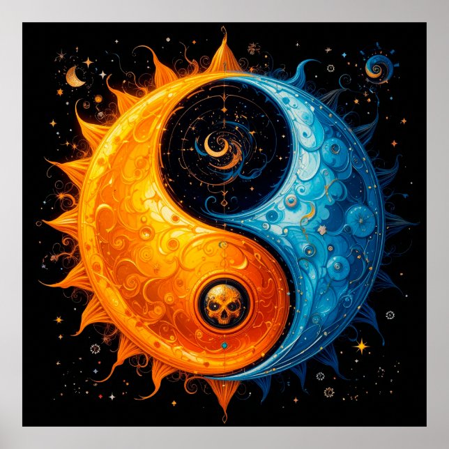 Affiche Conception Yin Yang représentant le soleil et la l (Devant)