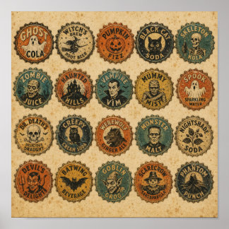 Affiche Conceptions de capsules de bouteille vintage Hallo