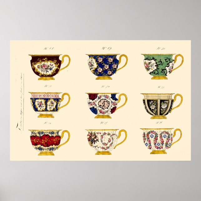 Affiche Conceptions de tasses à thé de l'ère victorienne a (Devant)