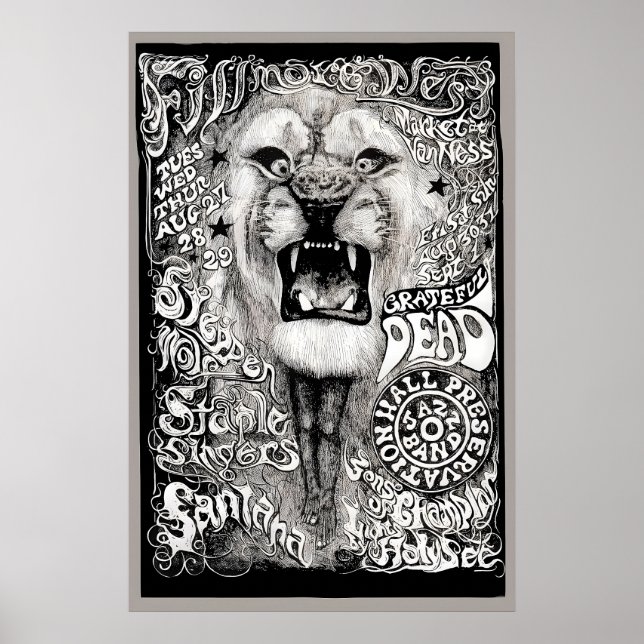 Affiche Concert de Grateful Dead, Santana, Steppenwolf 196 (Devant)