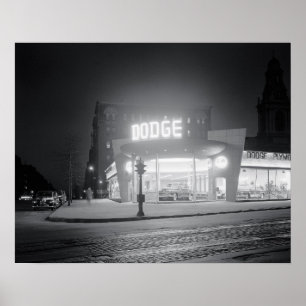 Affiche Concessionnaire Automobile À La Nuit, 1948. Photo