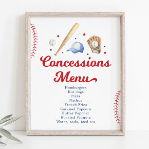 Affiche Concessions De Baseball Stand Anniversaire Menu