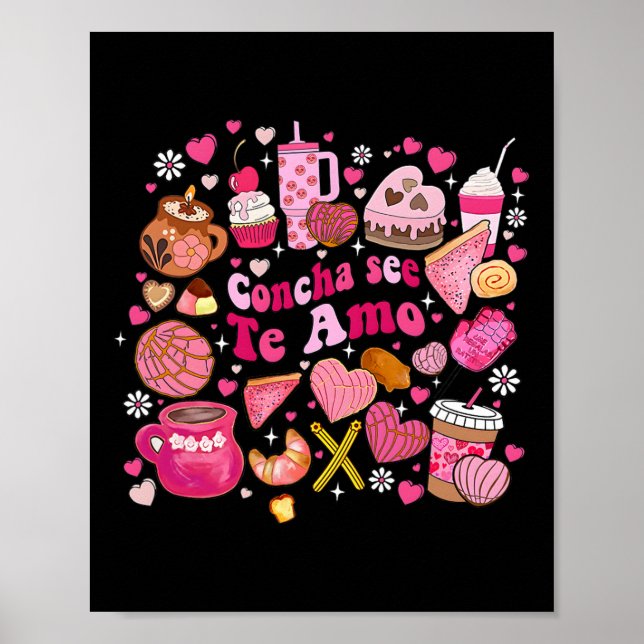 Affiche Concha Voir Je T'aime Mexicain Saint-Valentin Cafe (Devant)