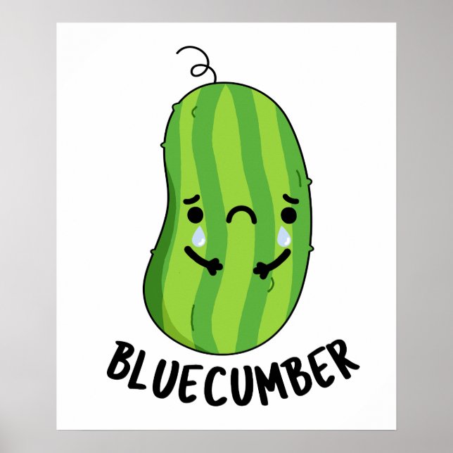 Affiche Concombre bleu Funny Sad Veggie Cucumber Pun (Devant)