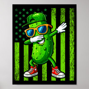 Affiche Concombre drôle drapeau américain rétro pickle en