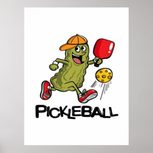 Affiche Concombre Drôle Jouant Pickleball 
