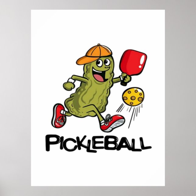 Affiche Concombre Drôle Jouant Pickleball  (Devant)